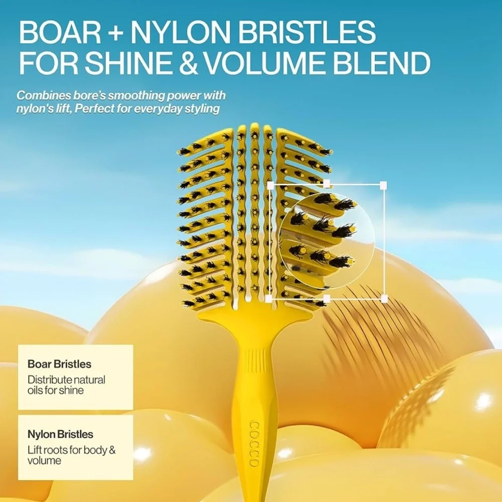 Cocco Yellow Aura Vent Boar Bristle Hair Brush